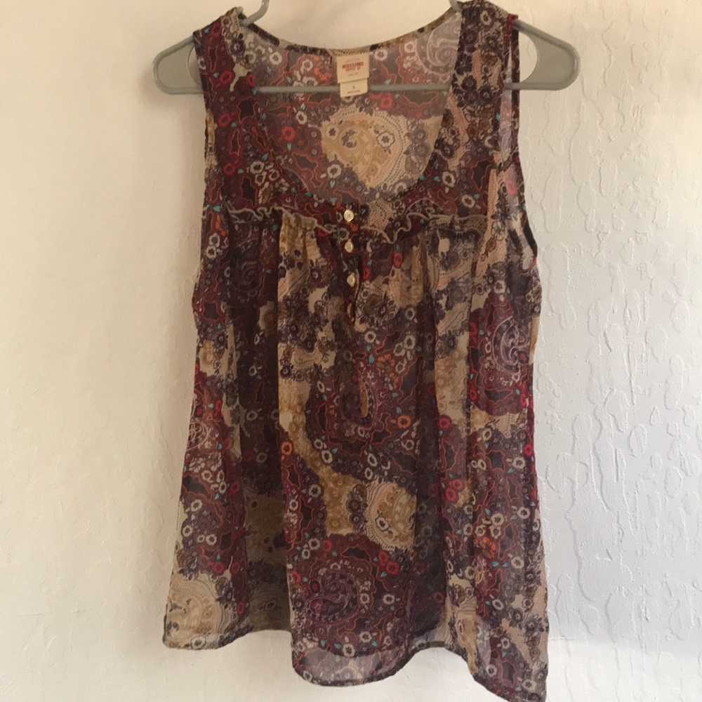 Sheer fall colored tank.